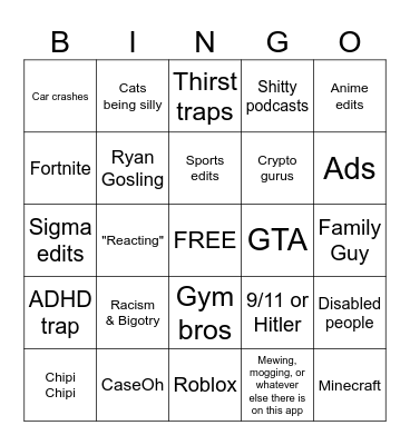 IG Reels Bingo Card