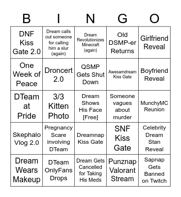 DTblr Bingo 2024 Bingo Card