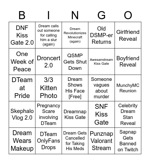 DTblr Bingo 2024 Bingo Card