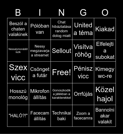 Nessaj stream Bingo Card