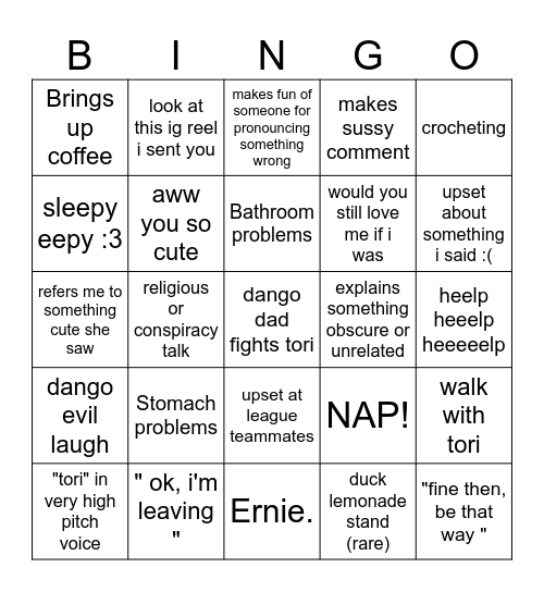 Dodungus Bingo Card