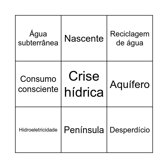 BINGO DIA DA ÁGUA Bingo Card