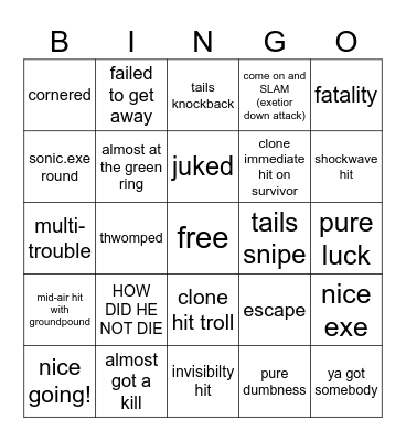 TD2DR bingo Card