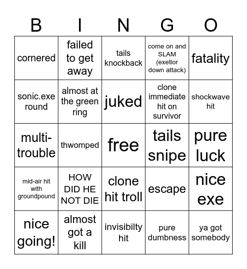 TD2DR bingo Card