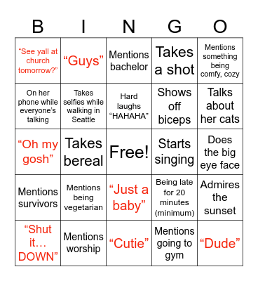 Kait’s Bingo Card