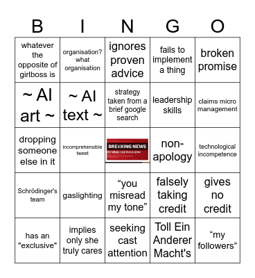 Bingo for You Know Who Bingo Card