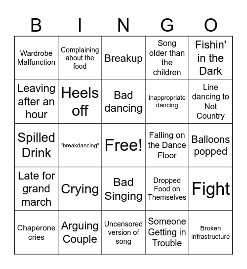 PROM BINGO Card