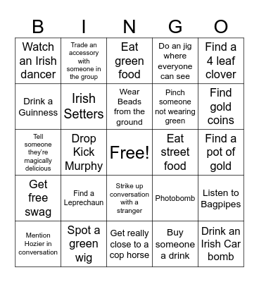 St. Patrick's Day Bingo Card