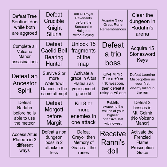 ELDEN RING Bingo Card