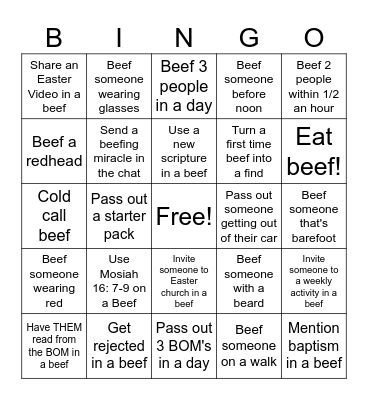 **NAPA BEEFING BINGO** Bingo Card