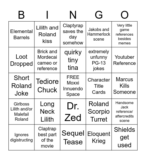 Bingolands Bingo Card