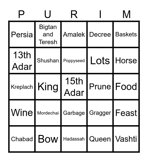 Hamantasch Bake Bingo Card