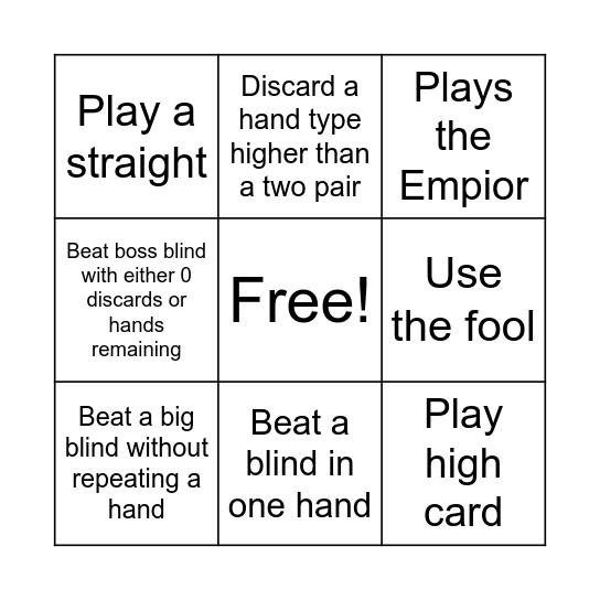 BALATRO BINGO V1.1 Bingo Card