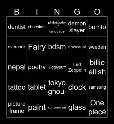 Infinite Craft Bingo Card