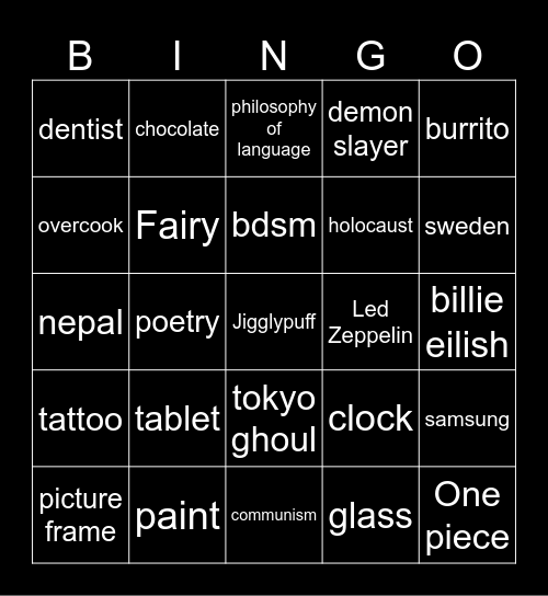 Infinite Craft Bingo Card