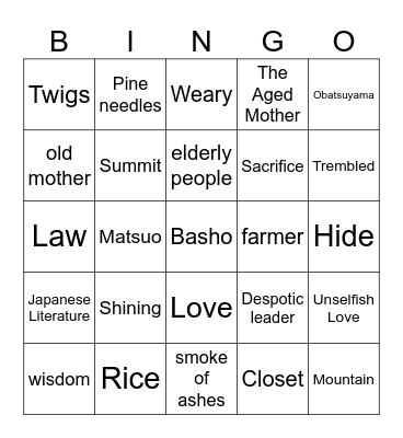 The Aged Bingo Card