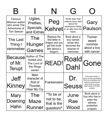 Happy Missouri Read In Day! Bingo Card