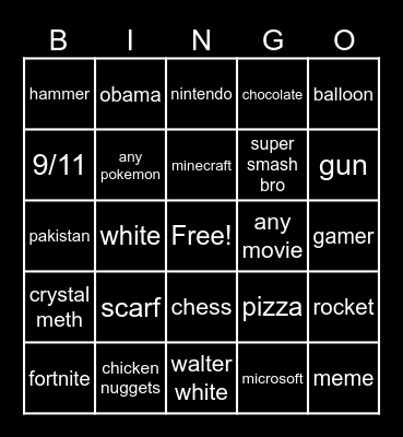 infinate creft Bingo Card