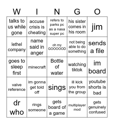 Winter Bingo Card