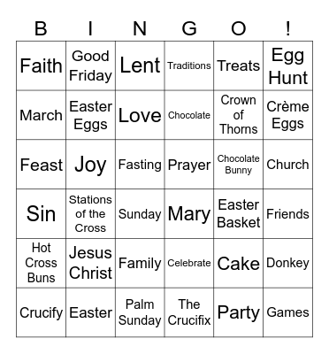 Easter Bingo Card