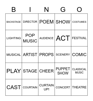 CURTAIN UP! Bingo Card