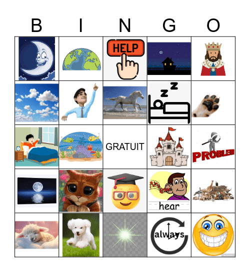 LE CHAT ET LA LUNE Bingo Card