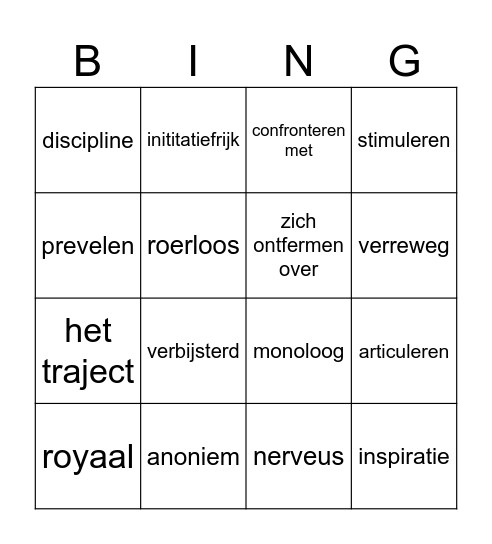 Woorden 3.5 Bingo Card