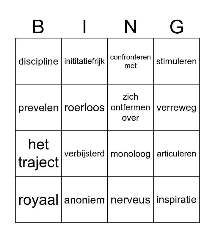 Woorden 3.5 Bingo Card