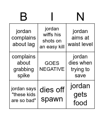 jordans bingo Card