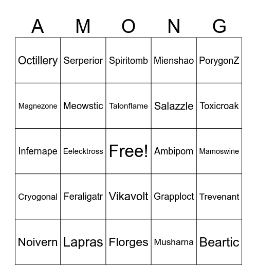 POKEMON MEGAS Bingo Card