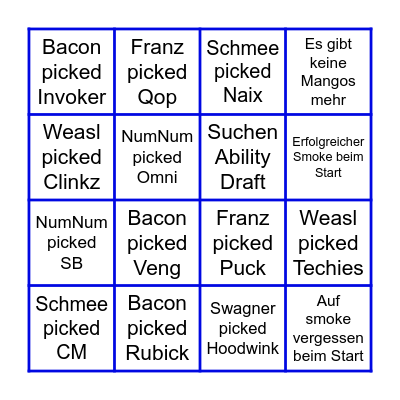 JGA - LAN Party Bingo Card