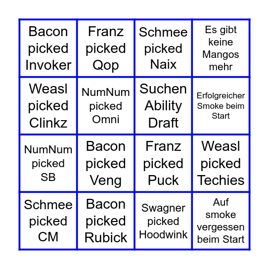 JGA - LAN Party Bingo Card