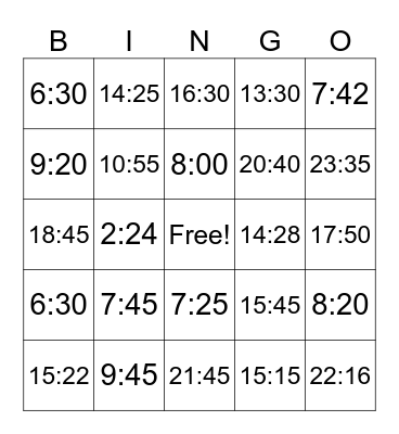 CONVERTING TIME Bingo Card