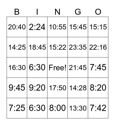 CONVERTING TIME Bingo Card