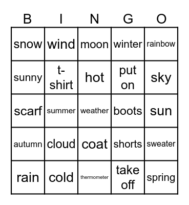 WEATHER BINGO Card