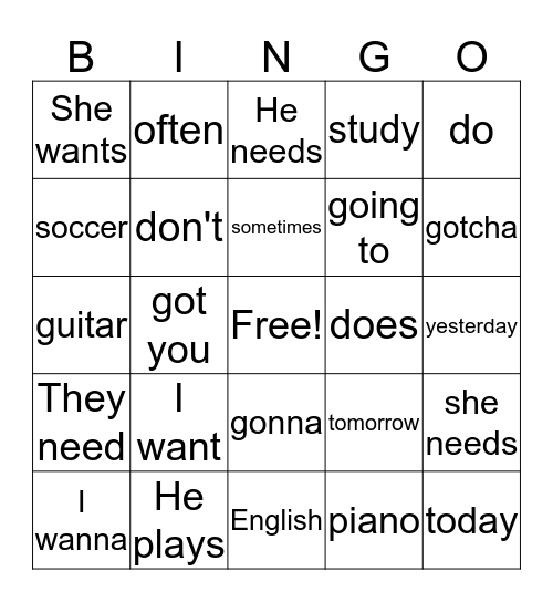 Review Bingo Card