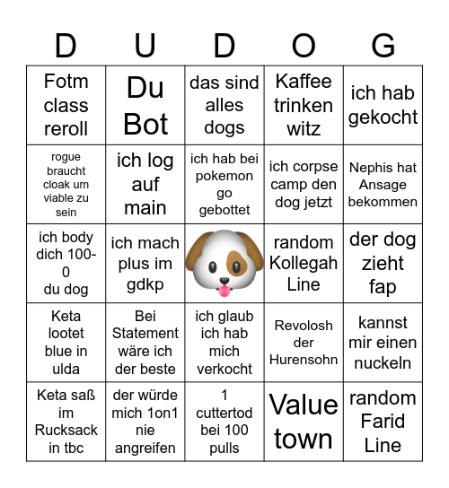 SoD/Znx etc Bingo Card