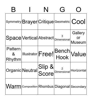 3rd Grade Art Review Bingo Card