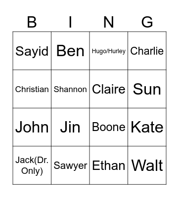 Lost Bingo Card