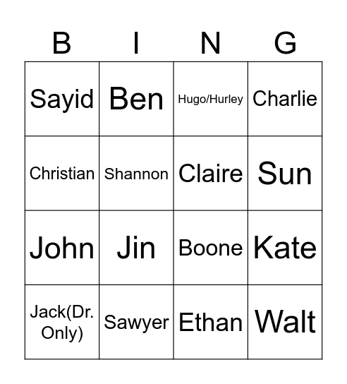 Lost Bingo Card