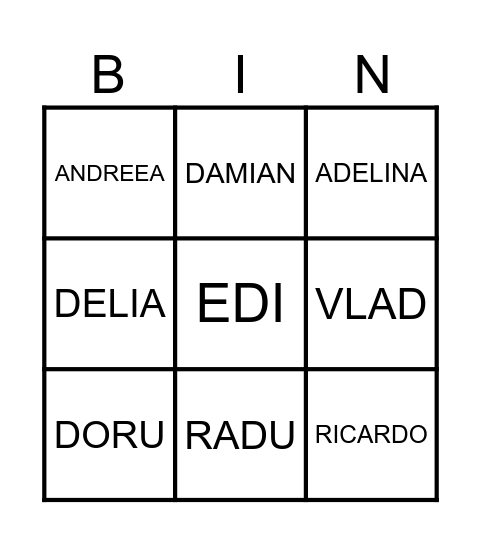 Bingo D Bingo Card