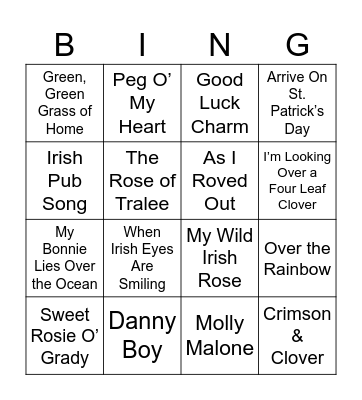 St. Patrick’s Day Bingo Card