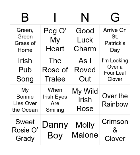 St. Patrick’s Day Bingo Card