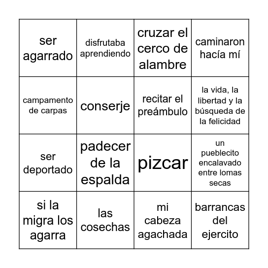 Expulsados Bingo Card