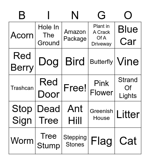 Nature Hunt Bingo Card