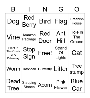 Nature Hunt Bingo Card