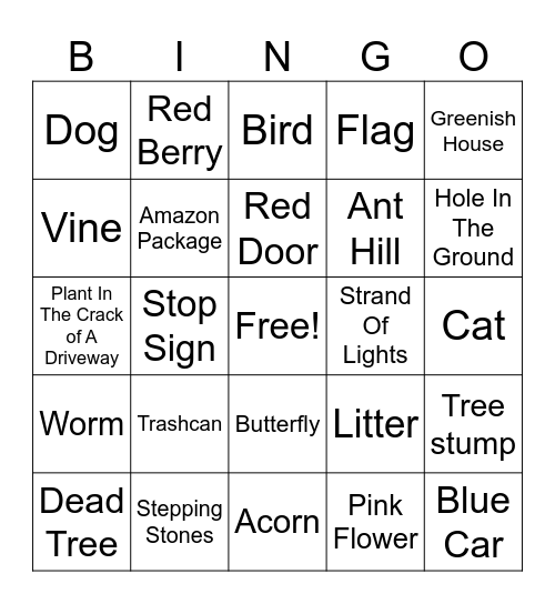 Nature Hunt Bingo Card