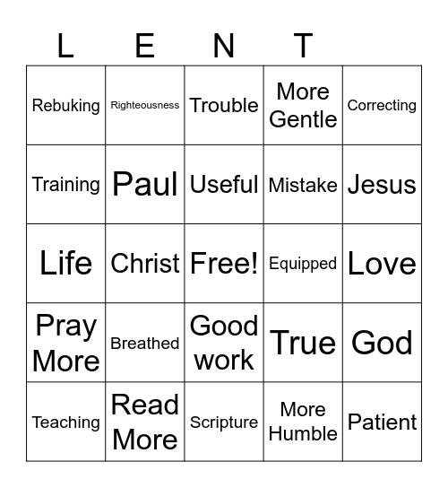 2 Timothy 3 Bingo Card