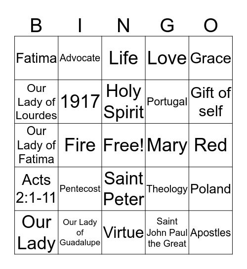 Religion Review Bingo Card