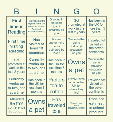 TEC UK - Reading Hangout Bingo Card